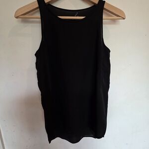 Theory Black Silk Sleeveless Blouse. Curved Side Hem Size P/TP